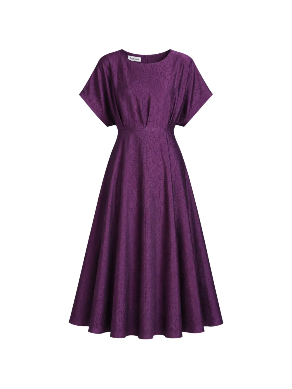Baruni midi crackle-effect flared dress