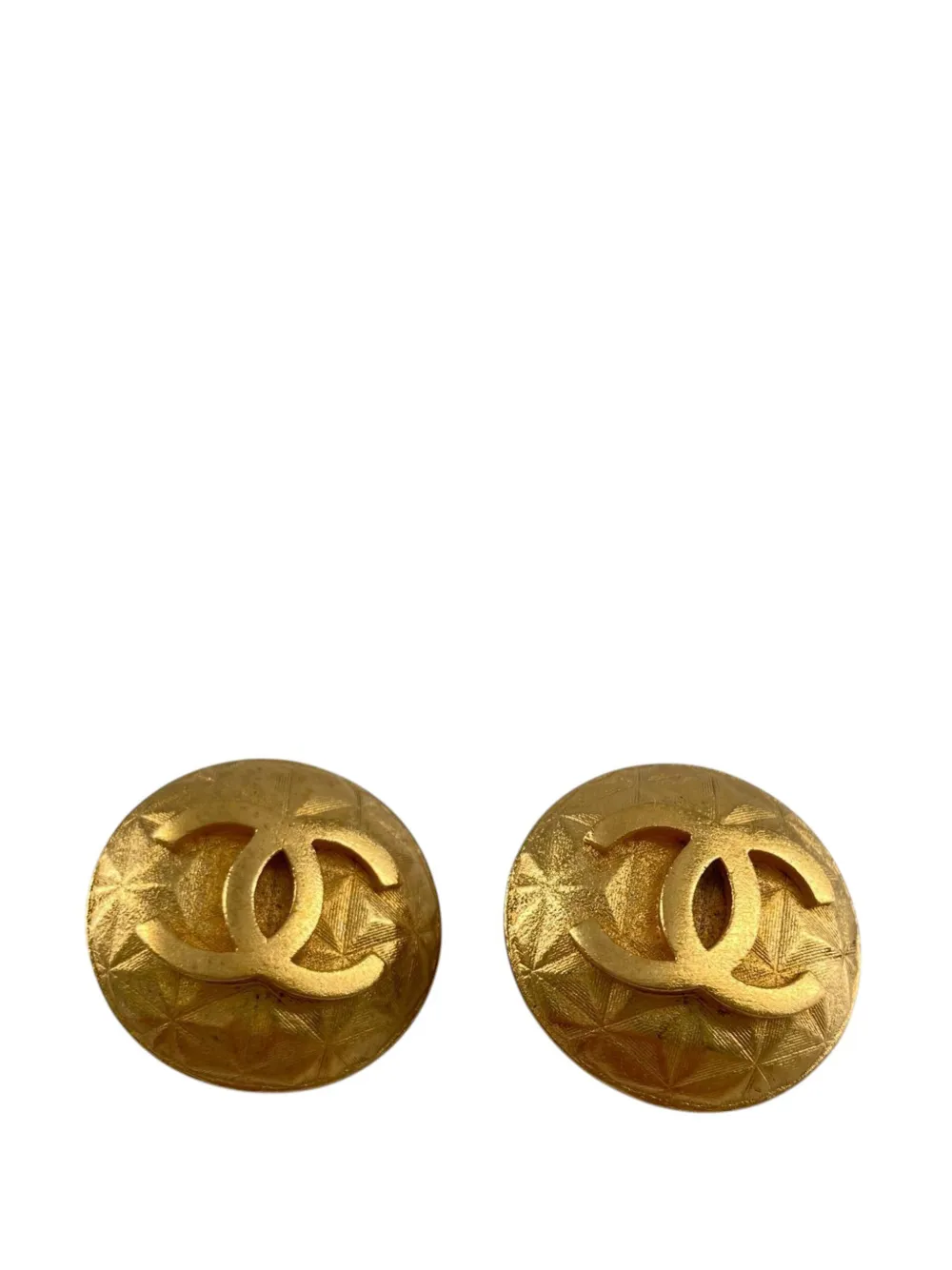 CHANEL Pre-Owned 1995 CC Gold Plated Round Clip On Earrings costume earrings - Oro