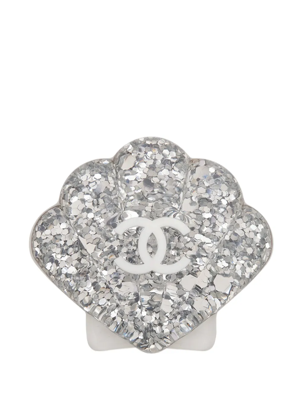 CHANEL Pre-Owned 2025 CC Brass Resin Seashell Brooch costume brooch - Bianco