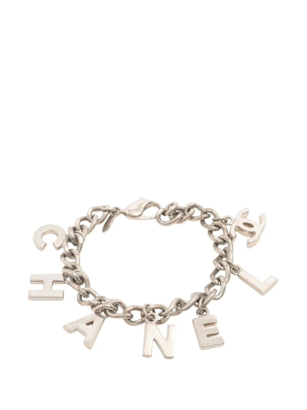 CHANEL Pre-Owned 2004 CC Brass Logo Letter Charms Chain Bracelet costume bracelet - Argent