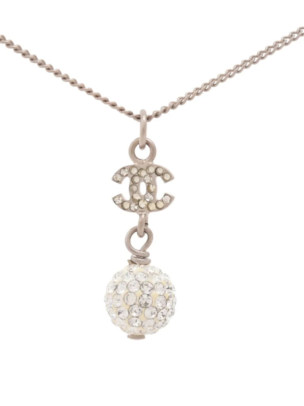 CHANEL Pre-Owned 2012 CC Brass Strass Ball Pendant Necklace costume necklace - Argento