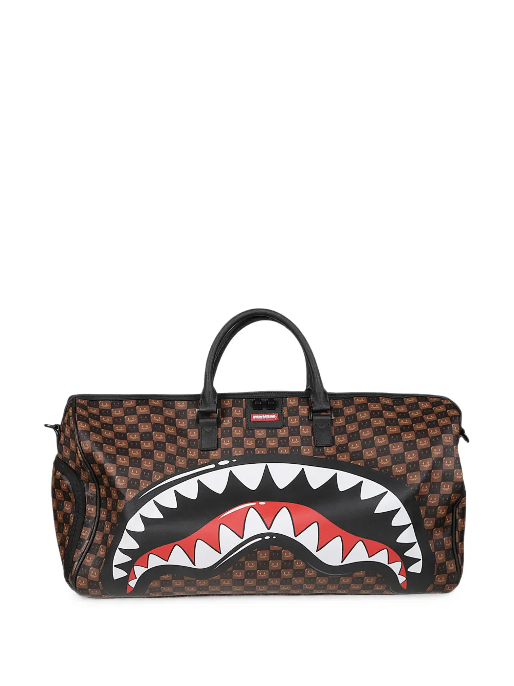 Sprayground Shark Mouth checkered holdall - Marrone