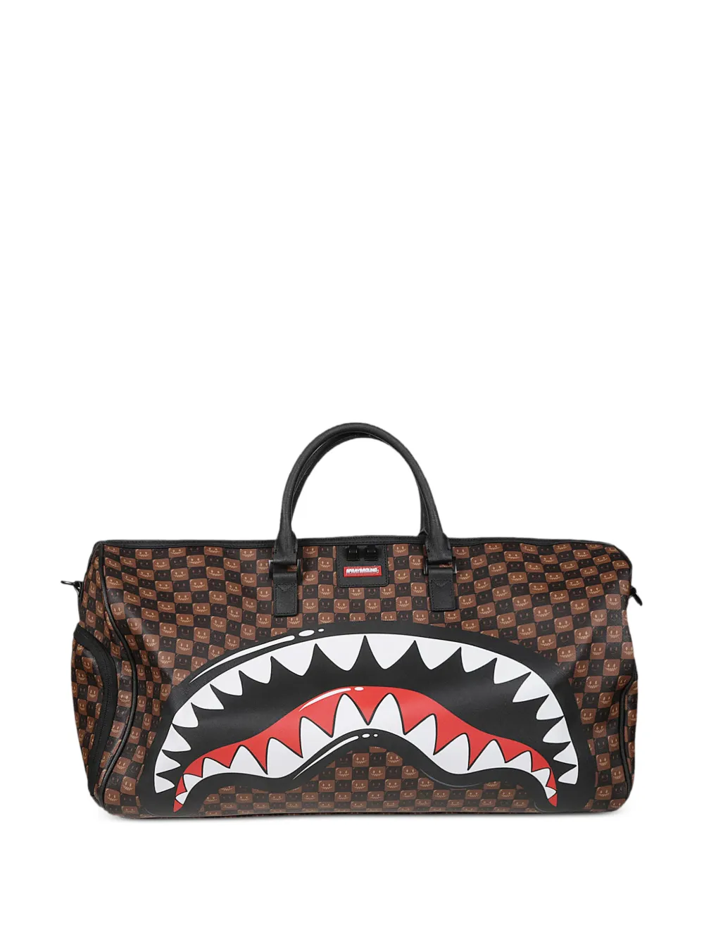Sprayground Shark Mouth checkered holdall - Marrone