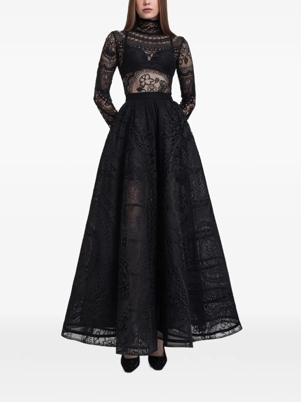 Gemy Maalouf Cropped top met kanten vlakken Zwart
