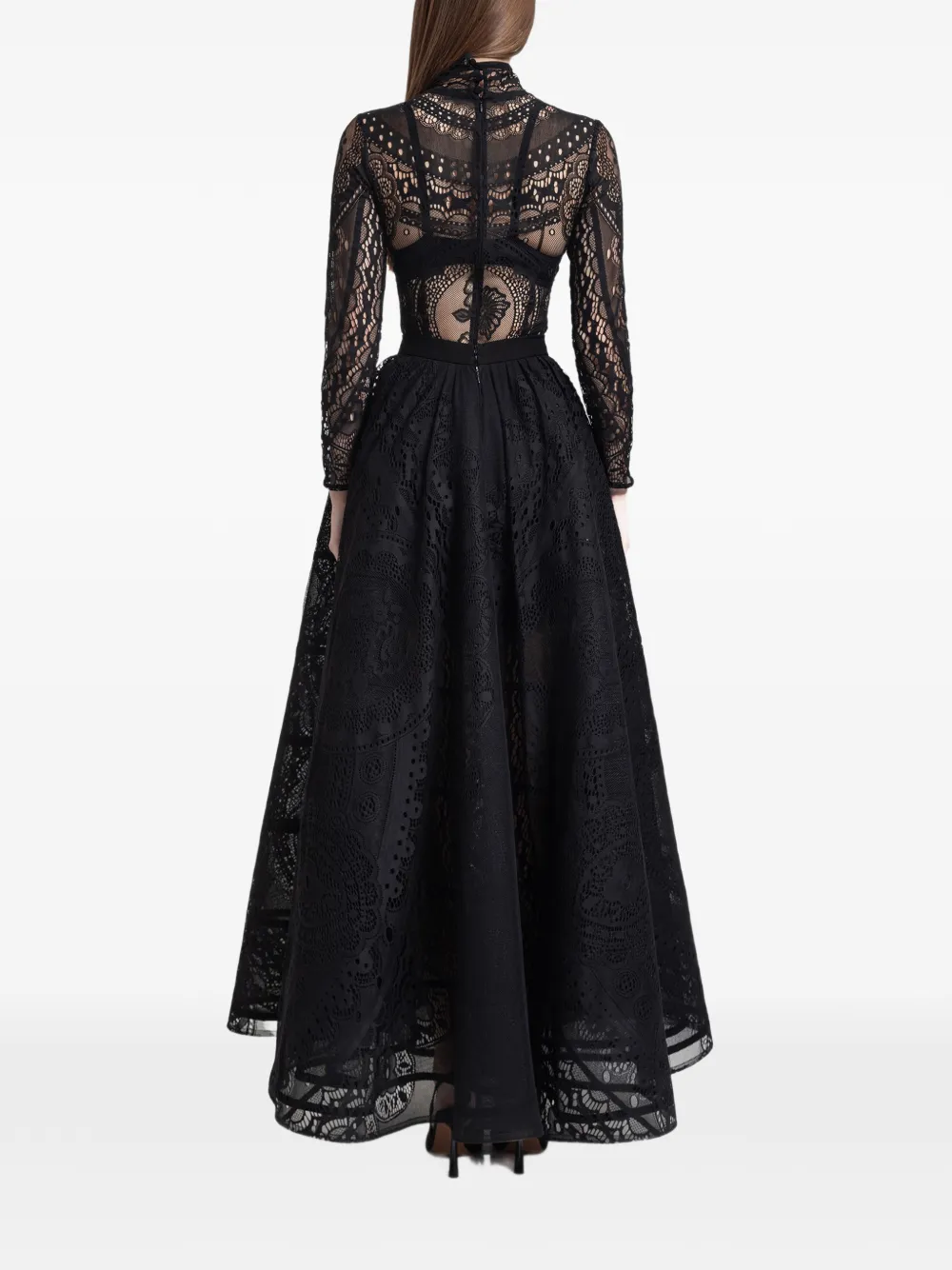 Gemy Maalouf Cropped top met kanten vlakken Zwart