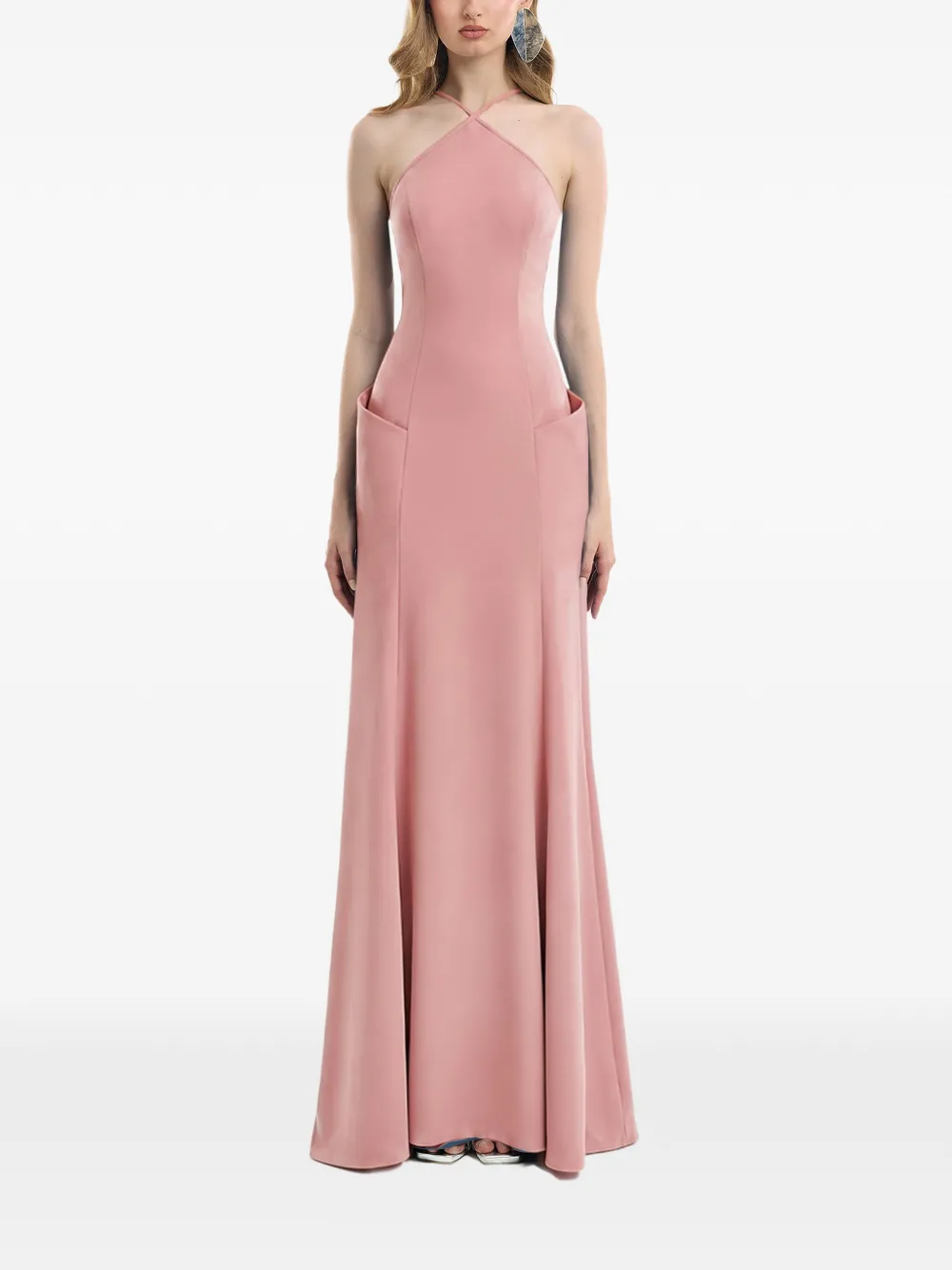 Gemy Maalouf Jurk met halternek en zakdetail Roze