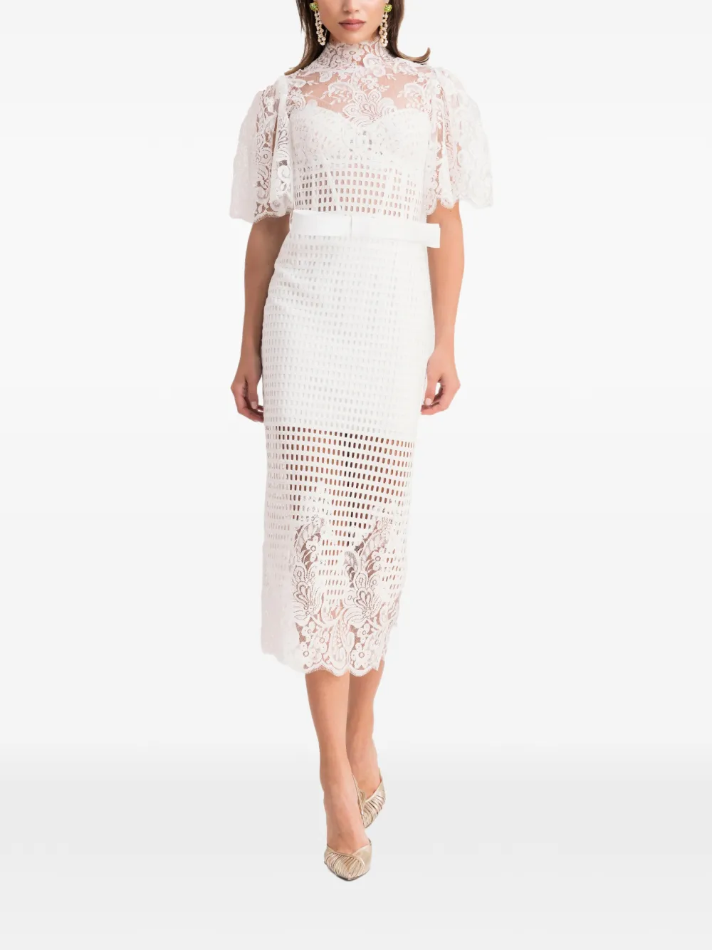 Gemy Maalouf Top met kanten vlakken en strikdetail Wit