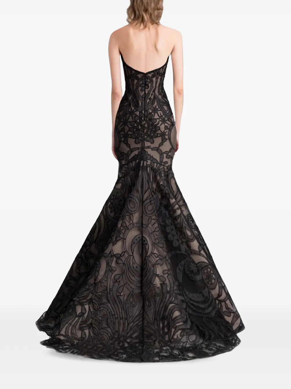 Gemy Maalouf Strapless jurk met bloemapplicatie Zwart