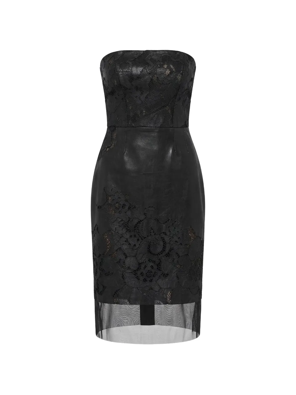 Gemy Maalouf lace-overlay strapless dress - Nero