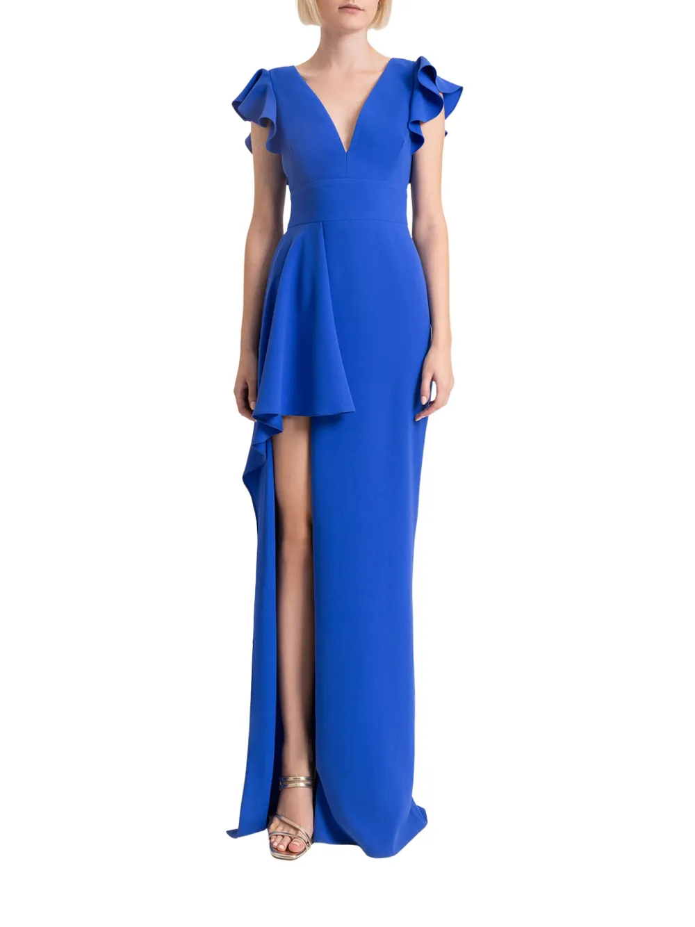 Gemy Maalouf Jurk met mouwen met ruches Blauw