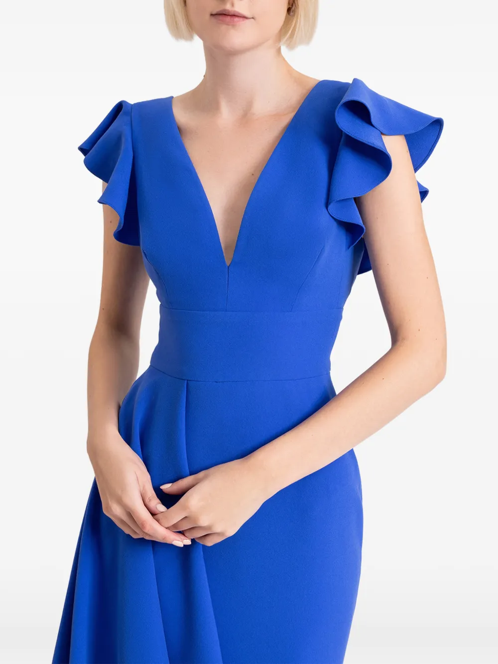Gemy Maalouf Jurk met mouwen met ruches Blauw