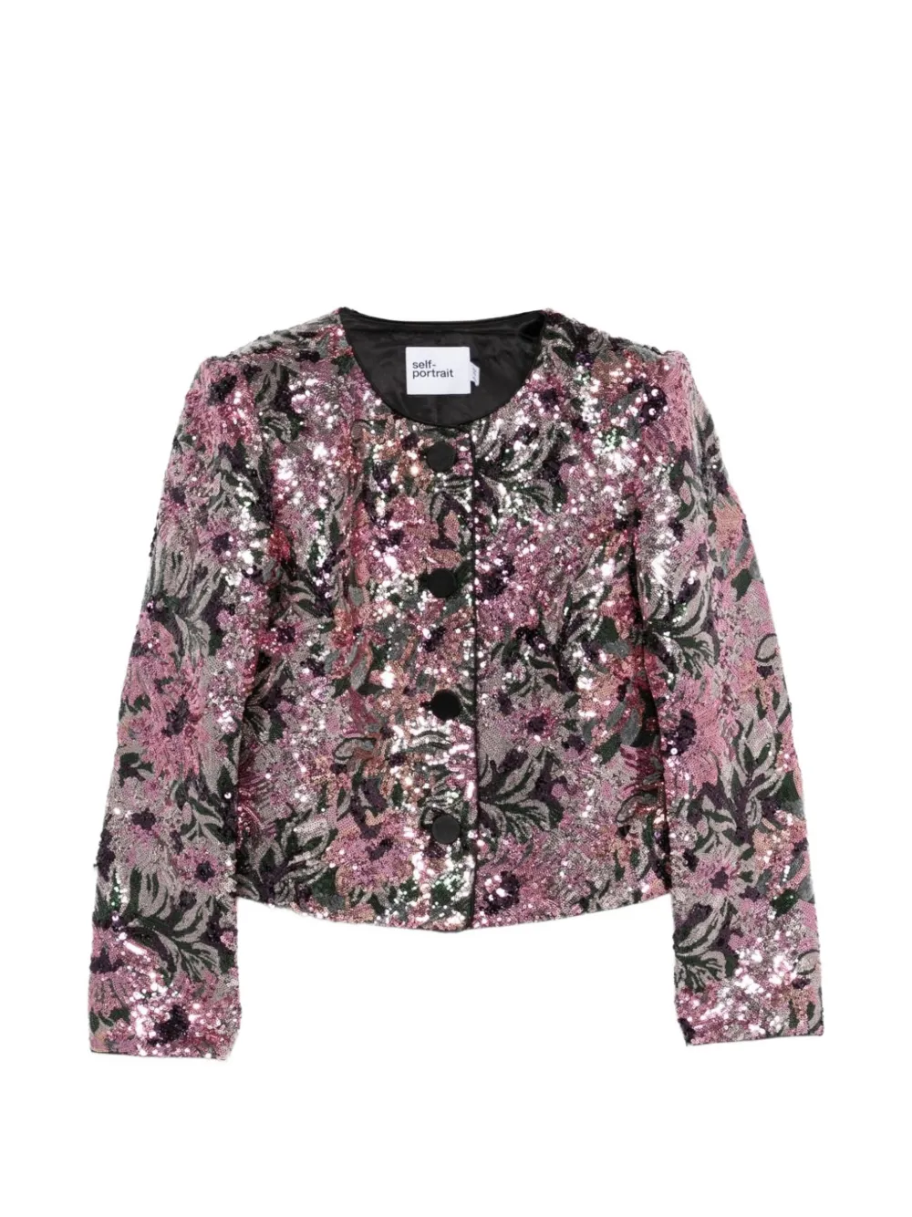 Self-Portrait sequin-embellished floral-print jacket