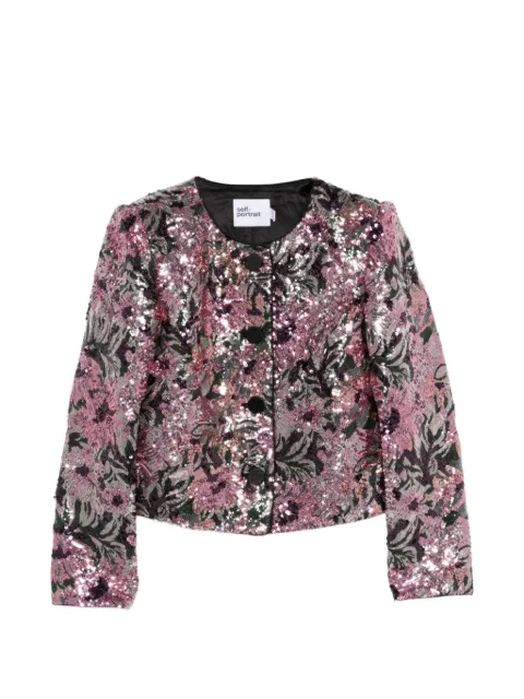 Self-Portrait sequin-embellished floral-print jacket