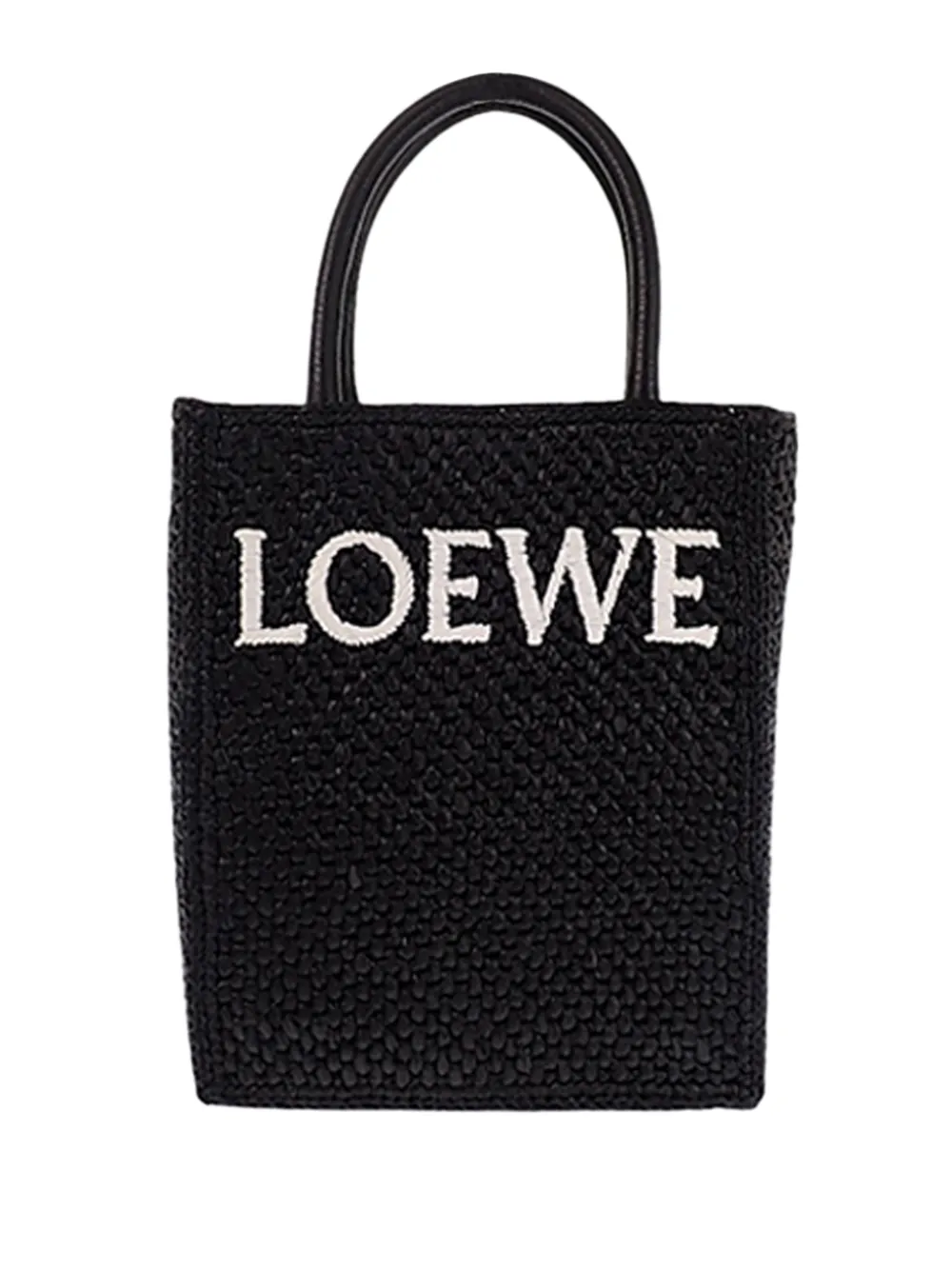 Pre-owned Loewe 2000-2026 Raffia Standard A5 Satchel In Black