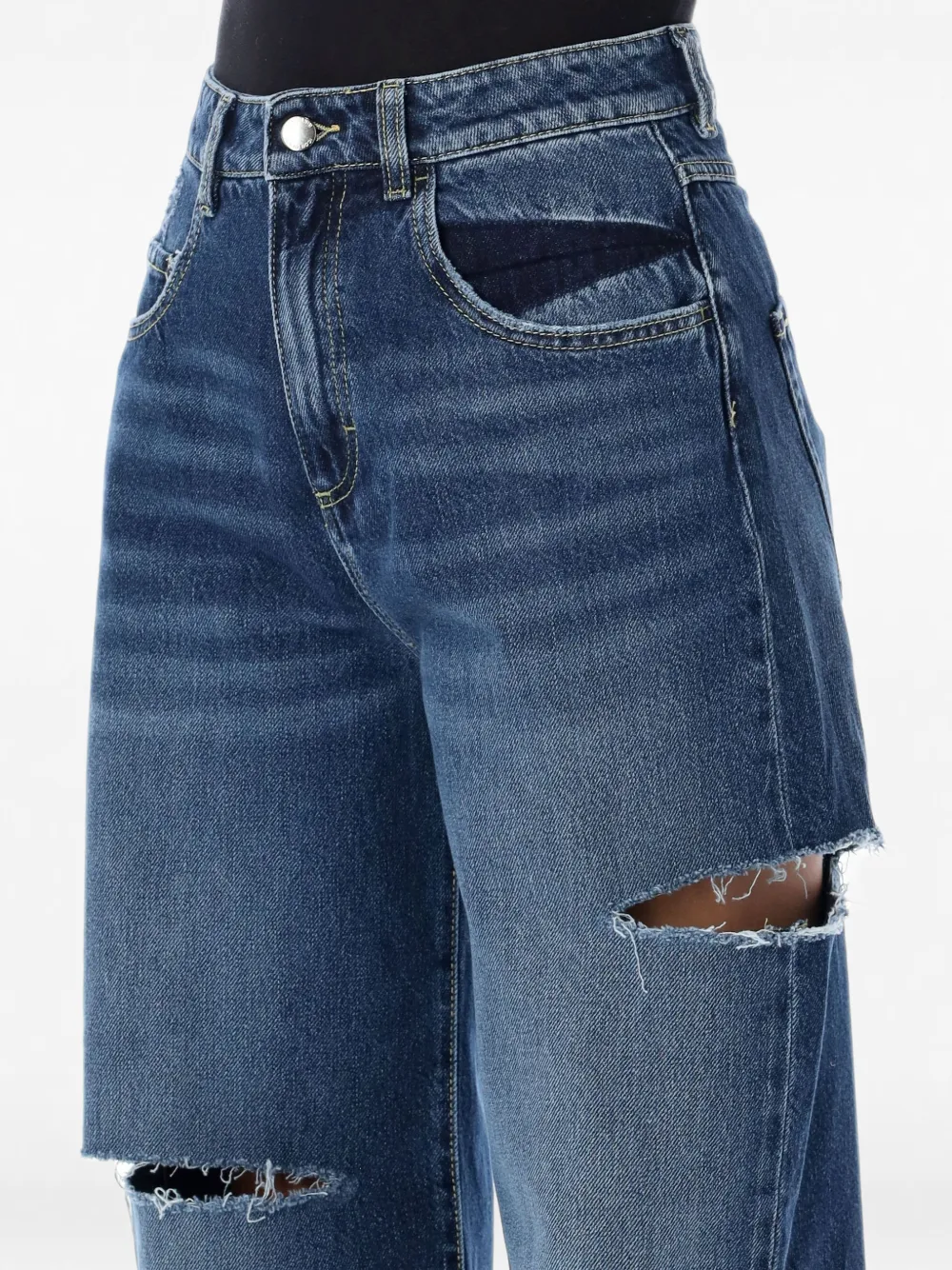 ICON DENIM Poppy gerafelde jeans Blauw