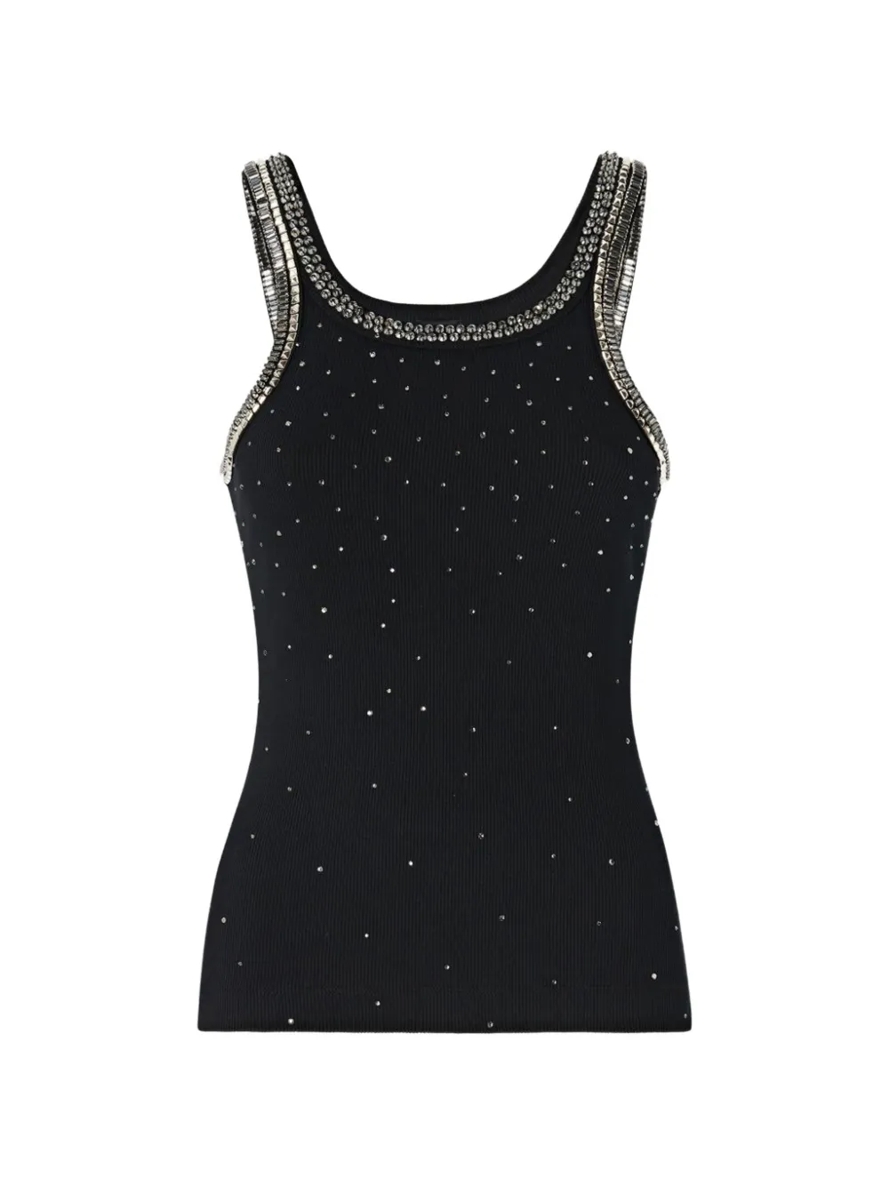 PINKO ribbed top with bejewelled embellishment - Nero
