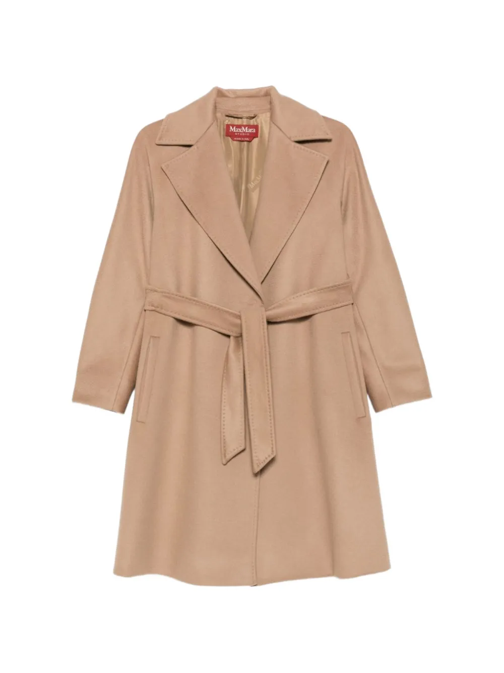 Max Mara belted notch-lapel coat - Marrone