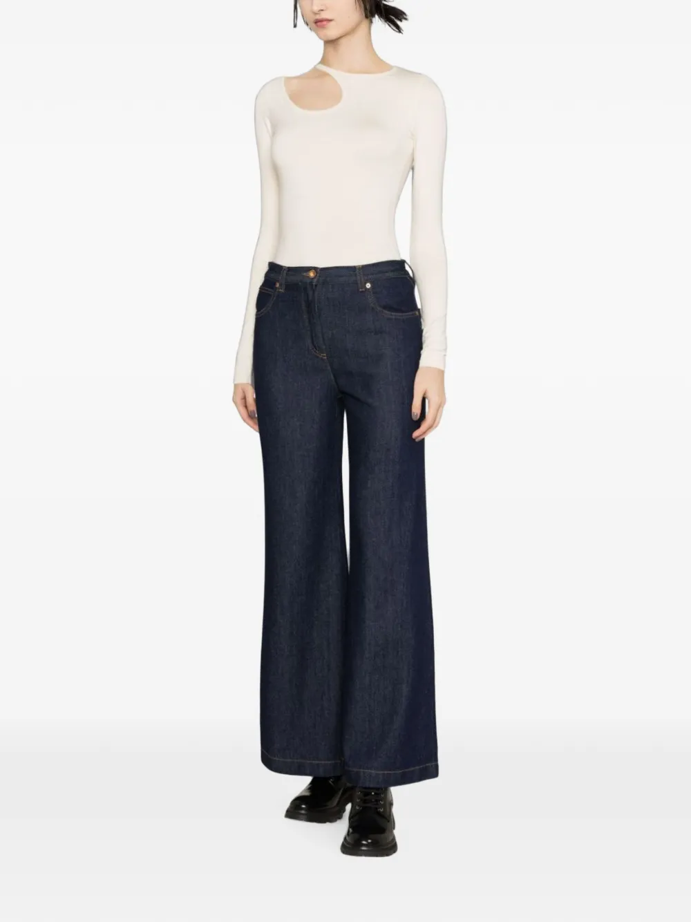 ASPESI Jeans met wijde pijpen Blauw