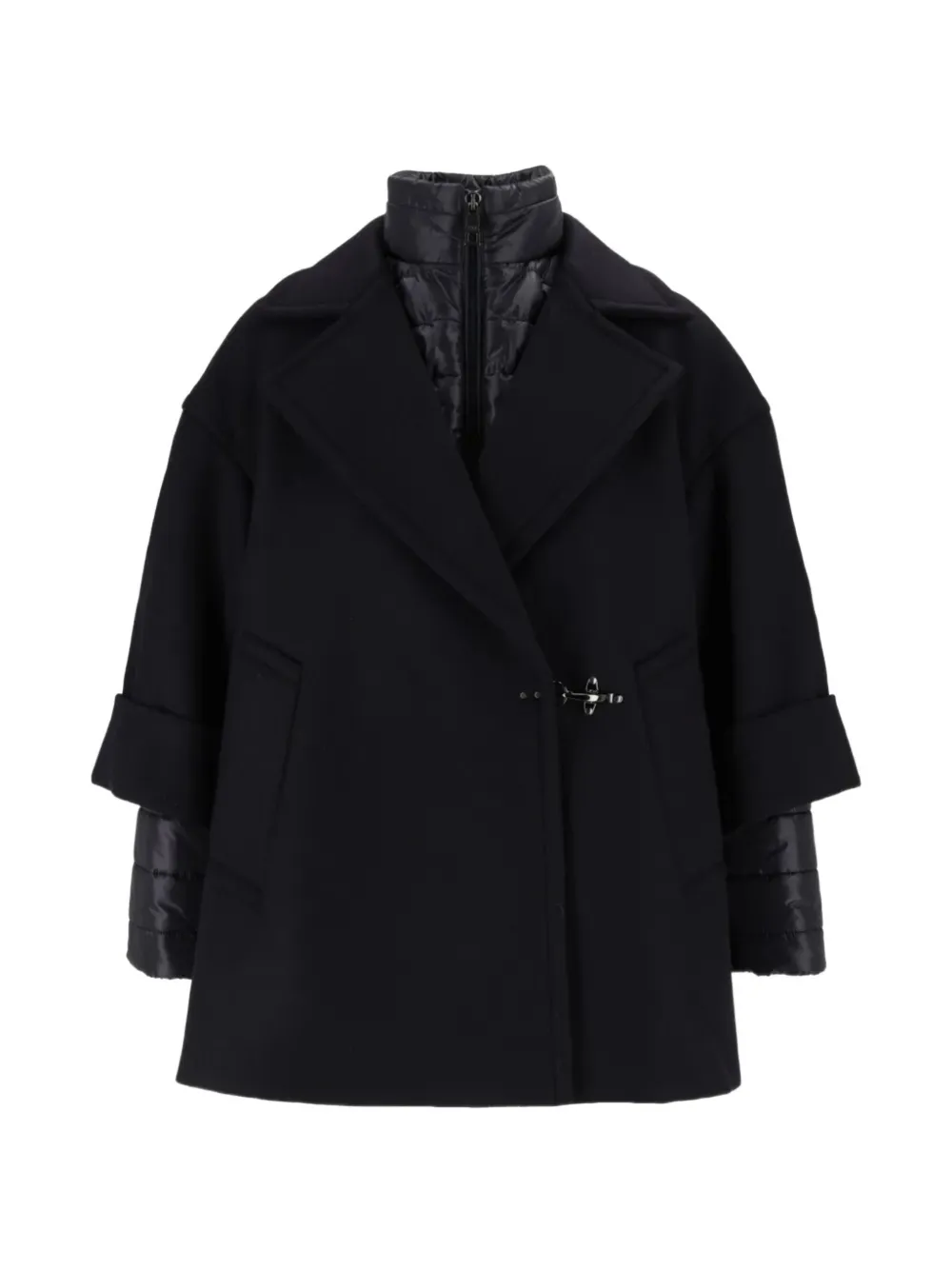 Fay lobster-claw-fastening quilted-panel coat