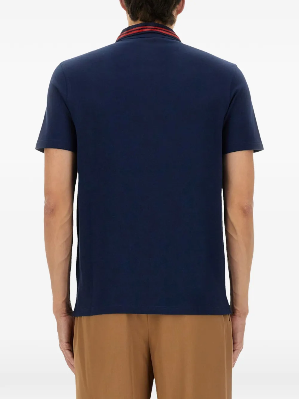 Valentino Garavani logo-embroidered tipped polo shirt Blauw