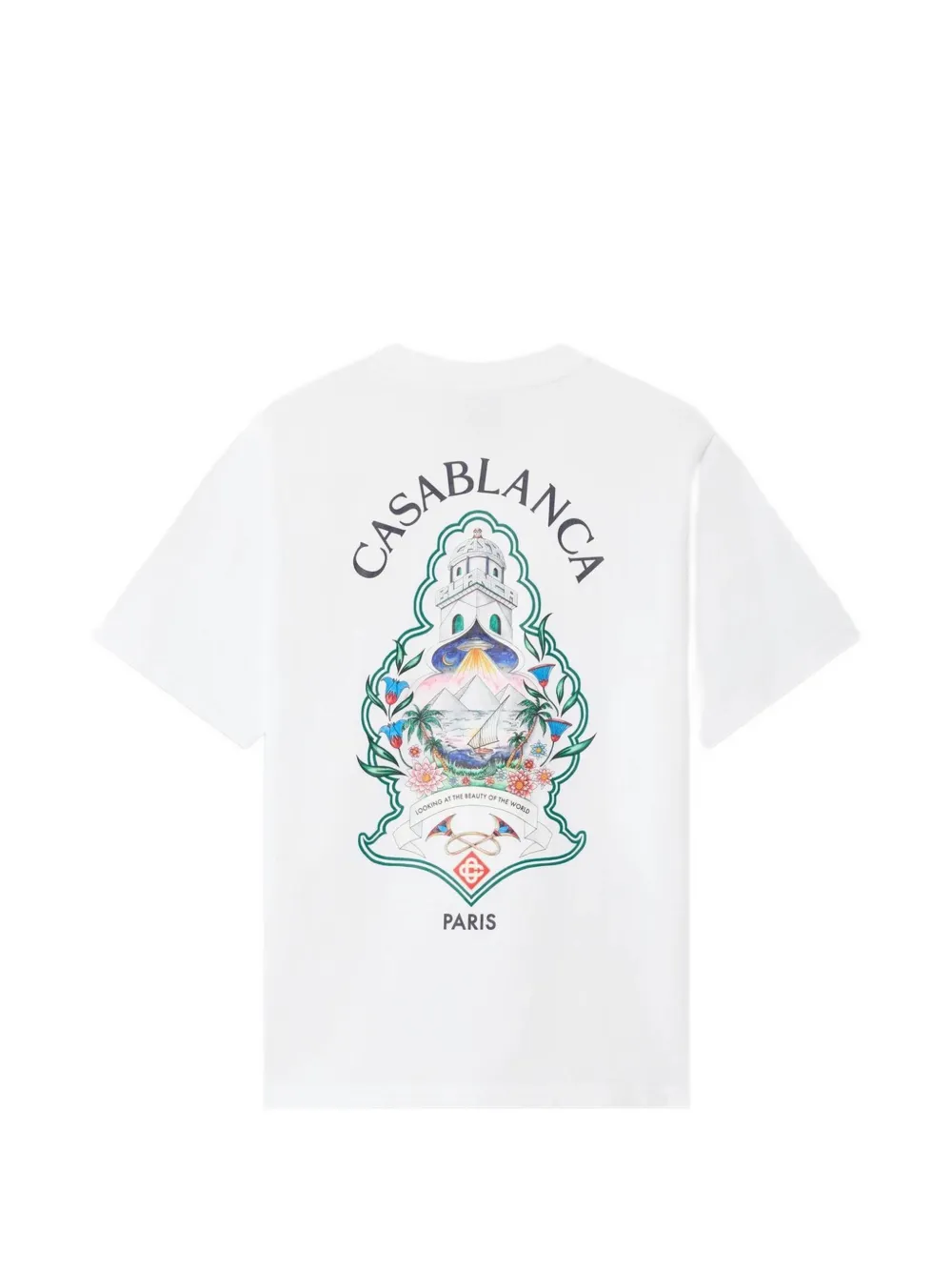 Casablanca Hotel Emblem graphic-print T-shirt Wit