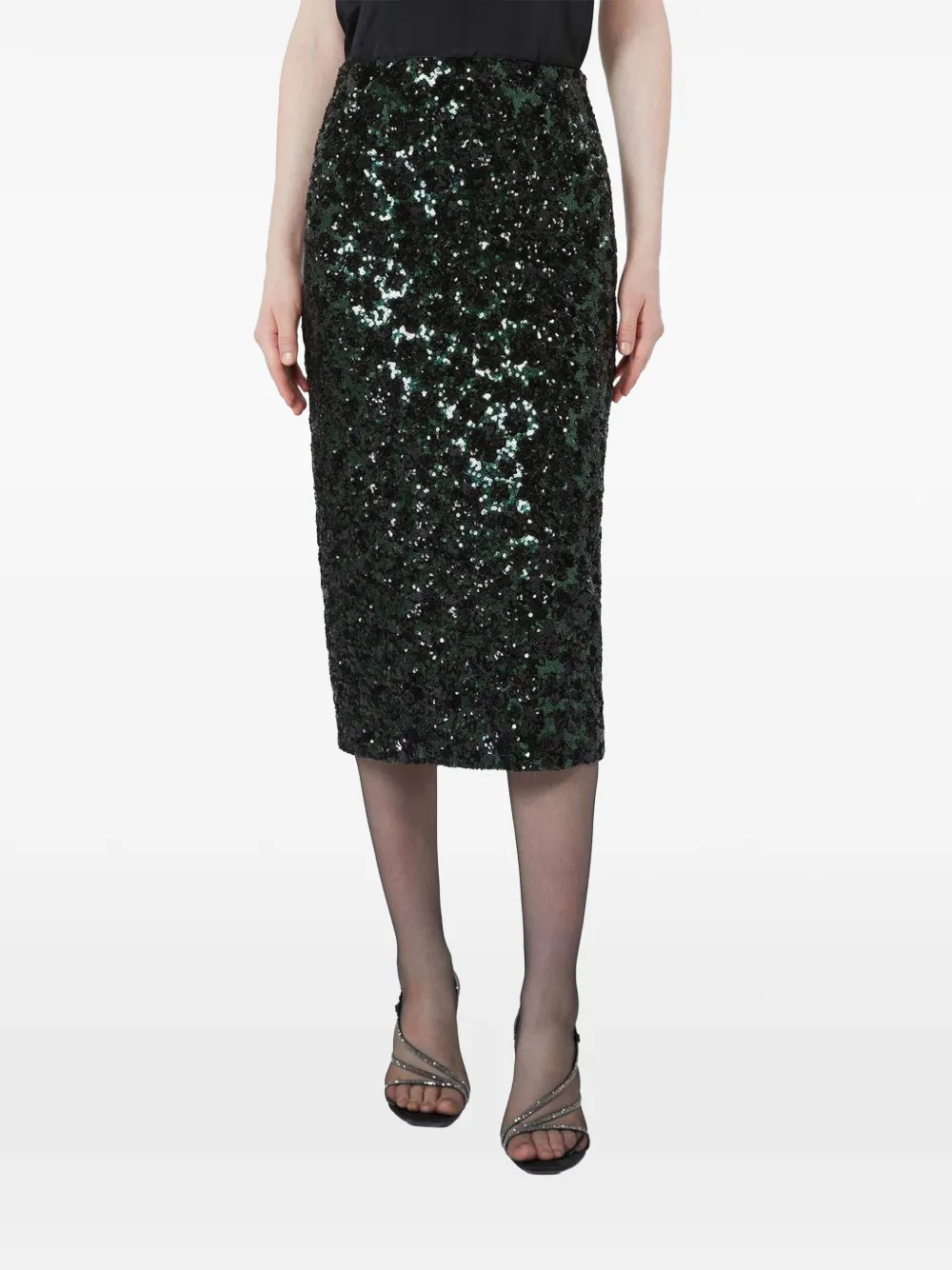 Max Mara jupe mi-longue Msefinito à sequins - Vert