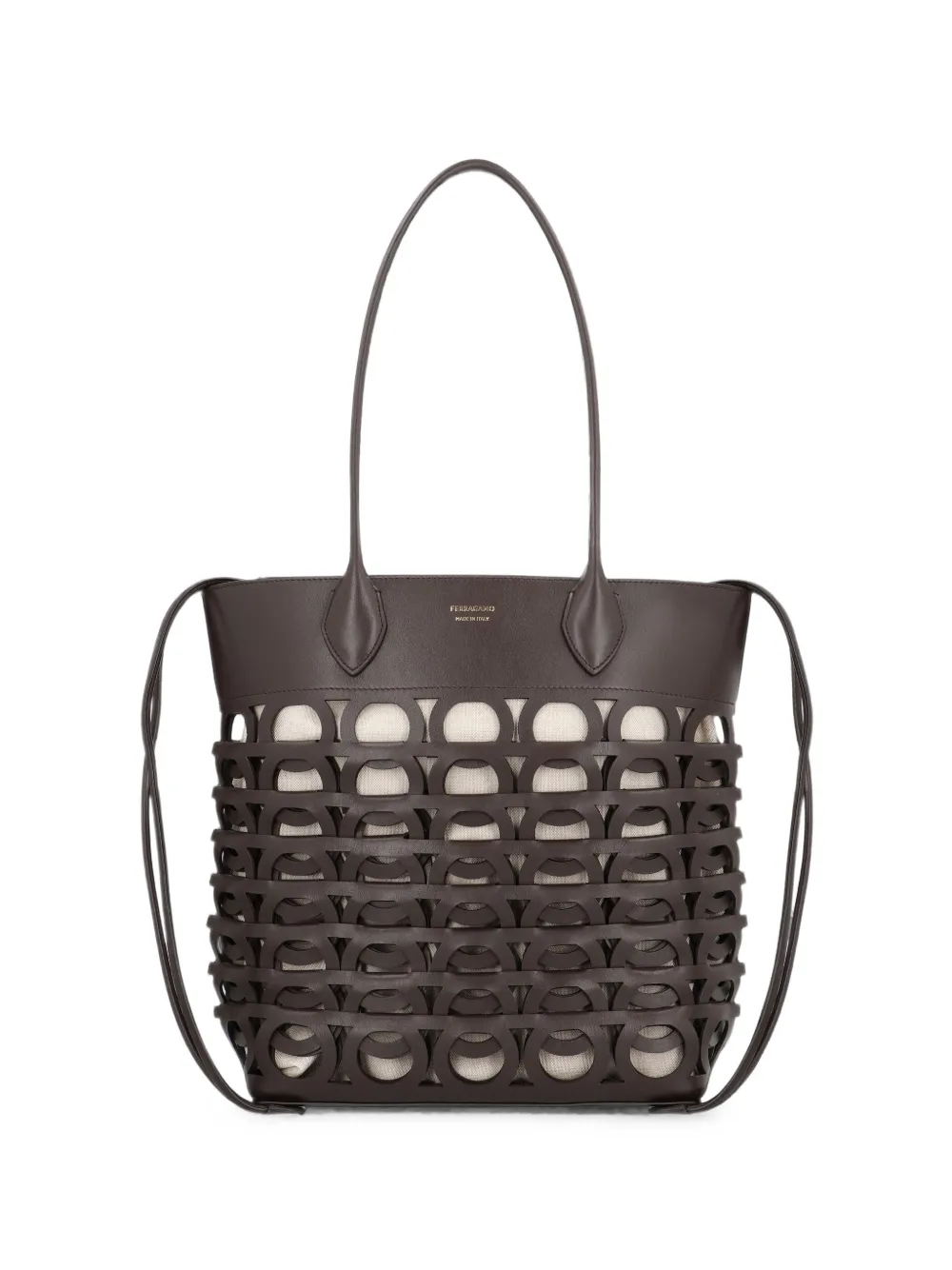 Ferragamo Gancini cut-out leather tote bag