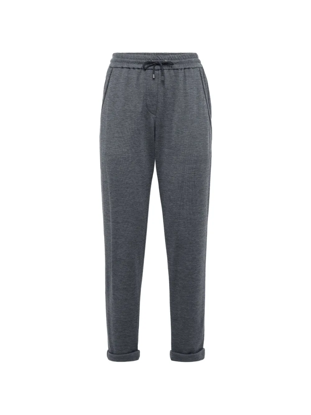 Brunello Cucinelli cotton and silk interlock trousers with shiny pocket detail - Grigio