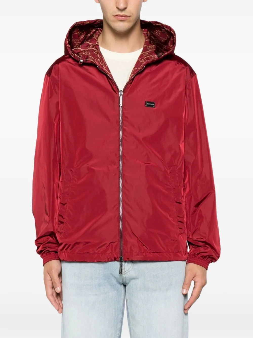 Emporio Armani Windbreaker mit Monogramm-Print - Rot
