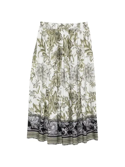 Fay floral-print pleated midi skirt