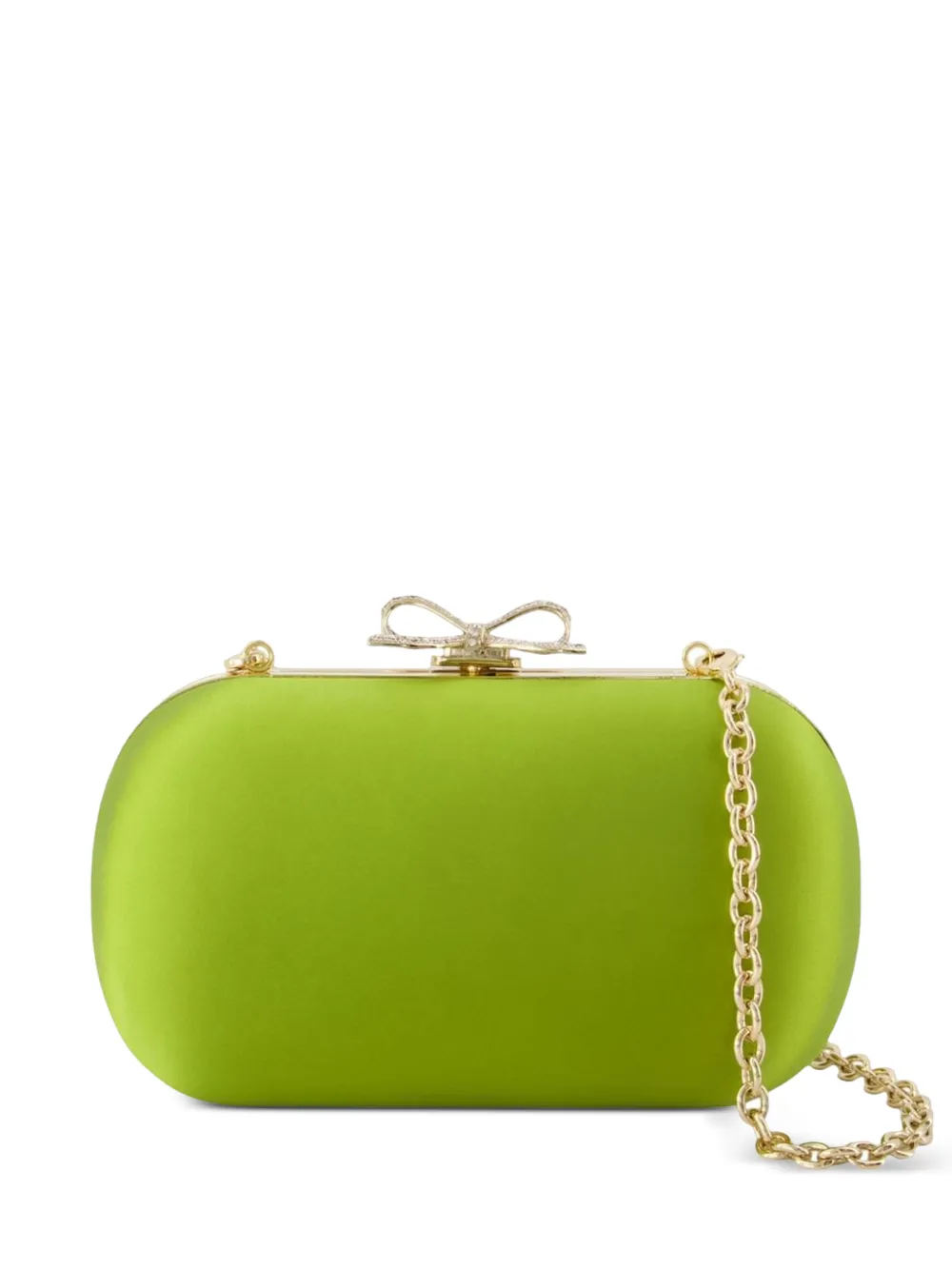 Self-Portrait bow-detail clutch bag - Verde