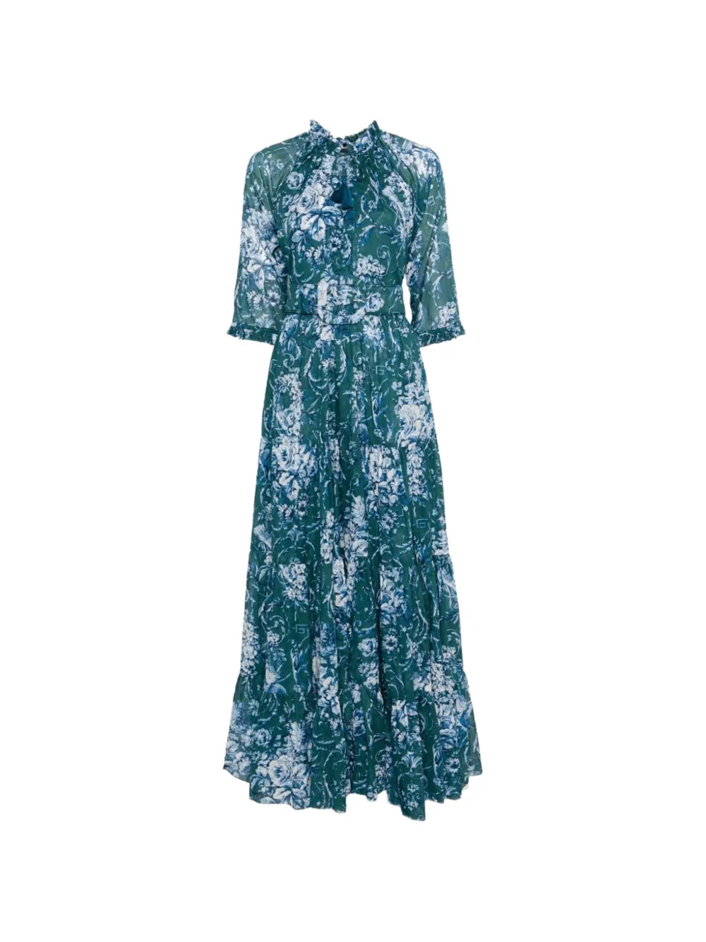 Samantha Sung Eva floral-print belted maxi dress
