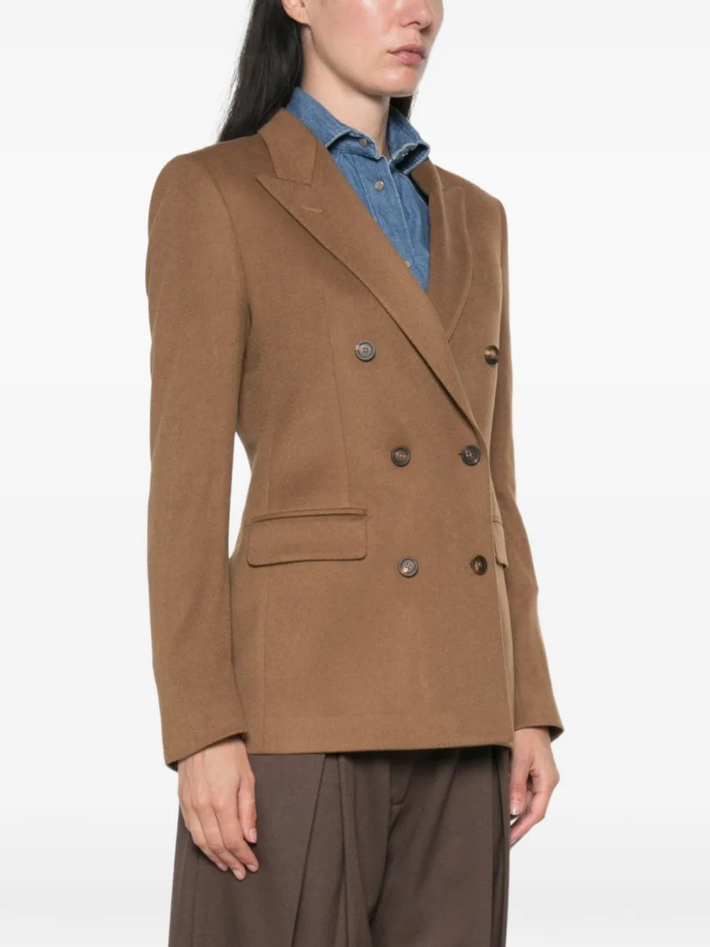 Tagliatore double-breasted cashmere blazer - Brown