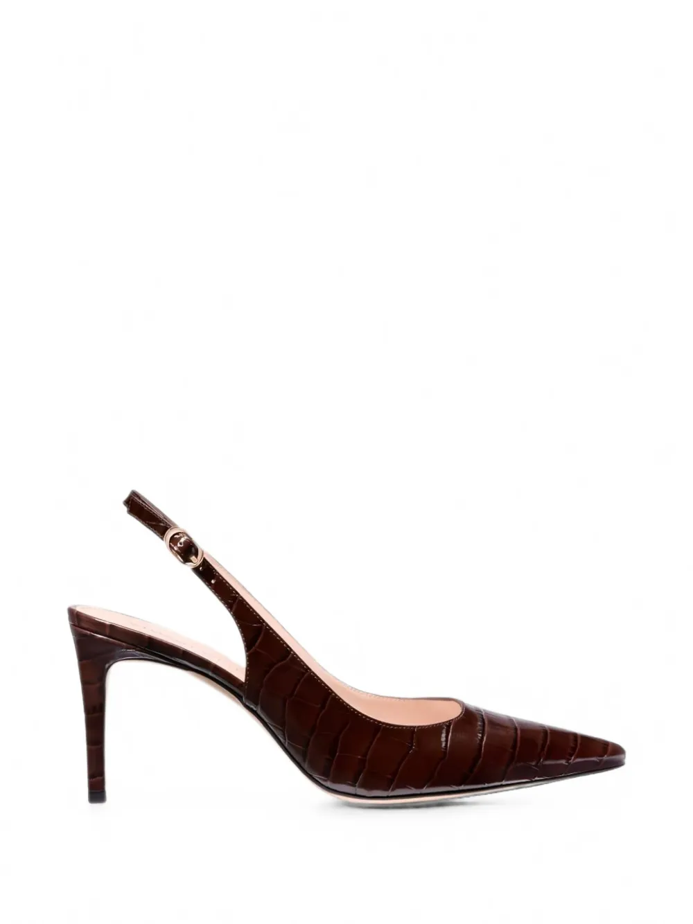 Stuart Weitzman Power croc-effect slingback pumps - Marrone