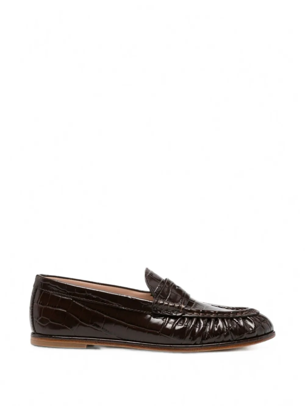 Stuart Weitzman crocodile-effect leather loafers
