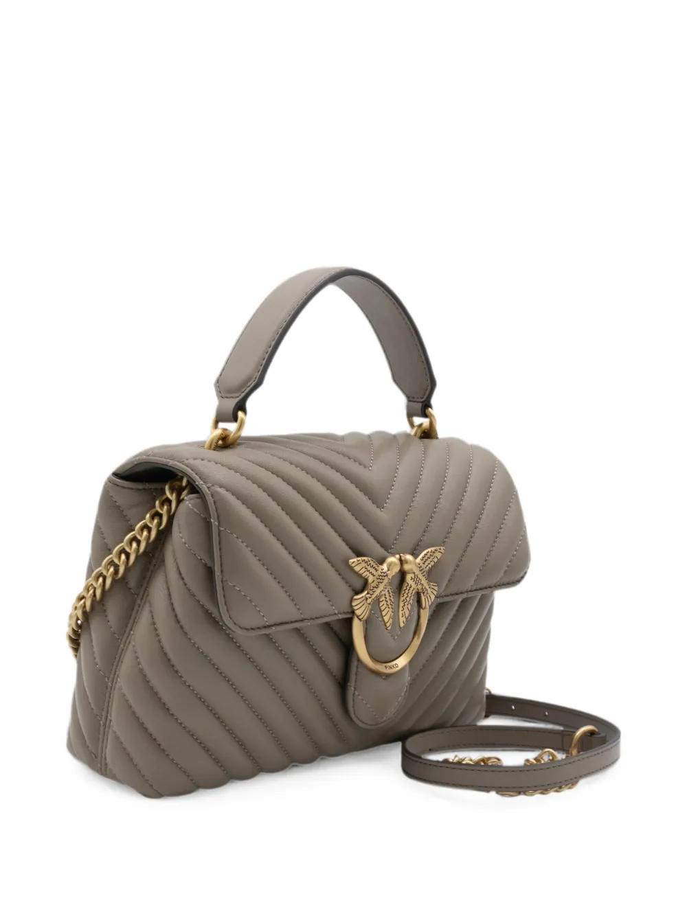 PINKO Love Lady mini-shopper met chevron streep Beige