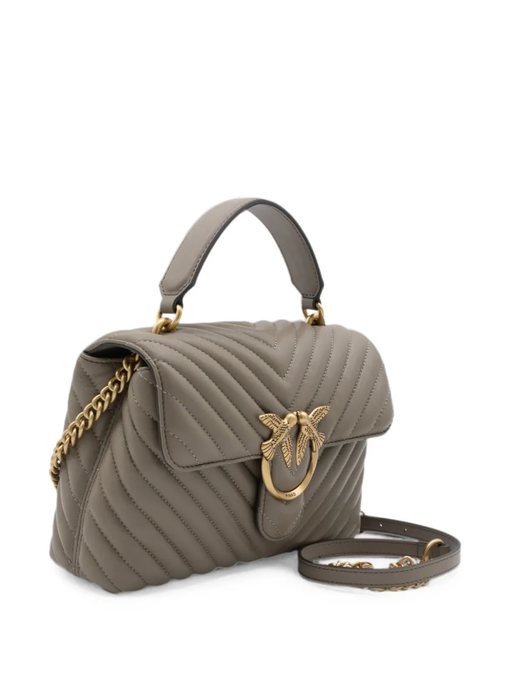 PINKO Love Lady mini-shopper met chevron streep Beige