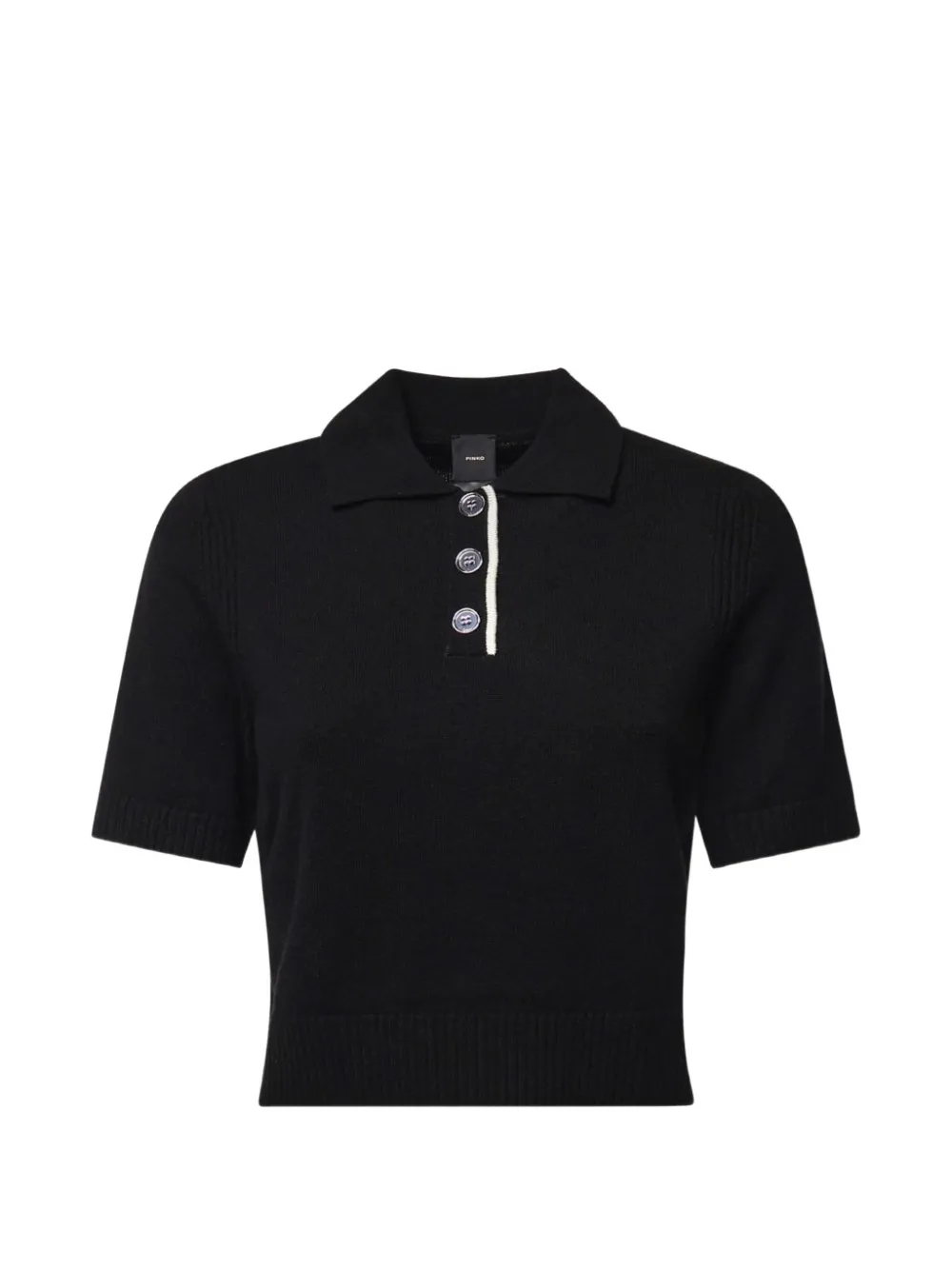 Pinko Button-detail Short-sleeve Polo Shirt In Black