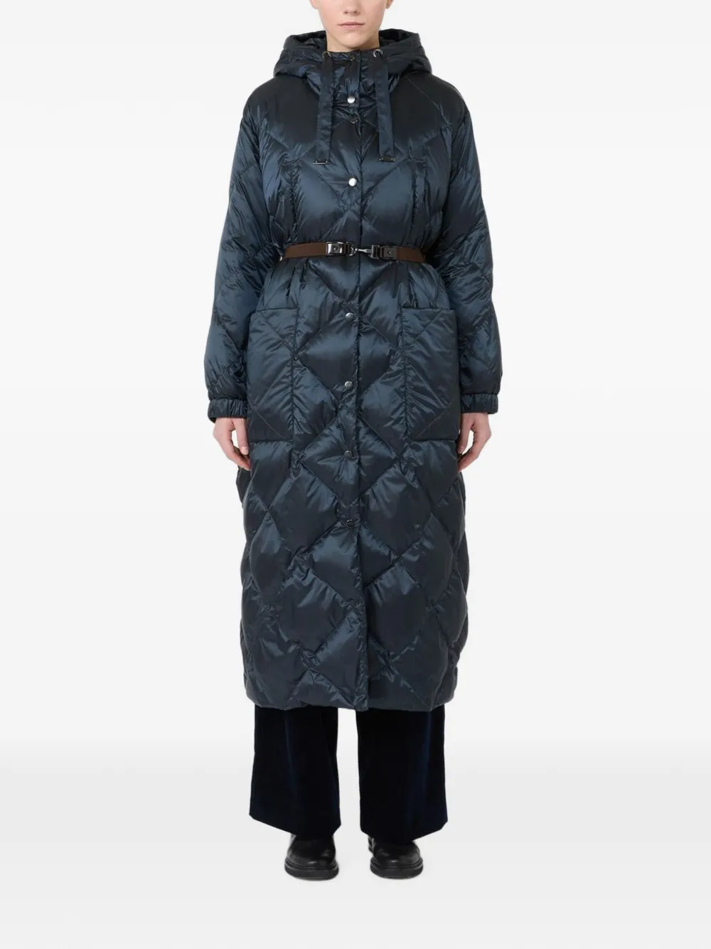 Max Mara Long Puffer hooded coat - Blu