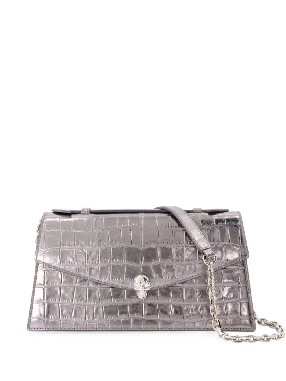 Alexander McQueen Skull crocodile-effect cross body bag