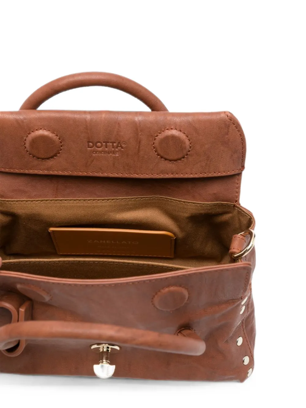 Zanellato Dotta leren shopper met studs Bruin