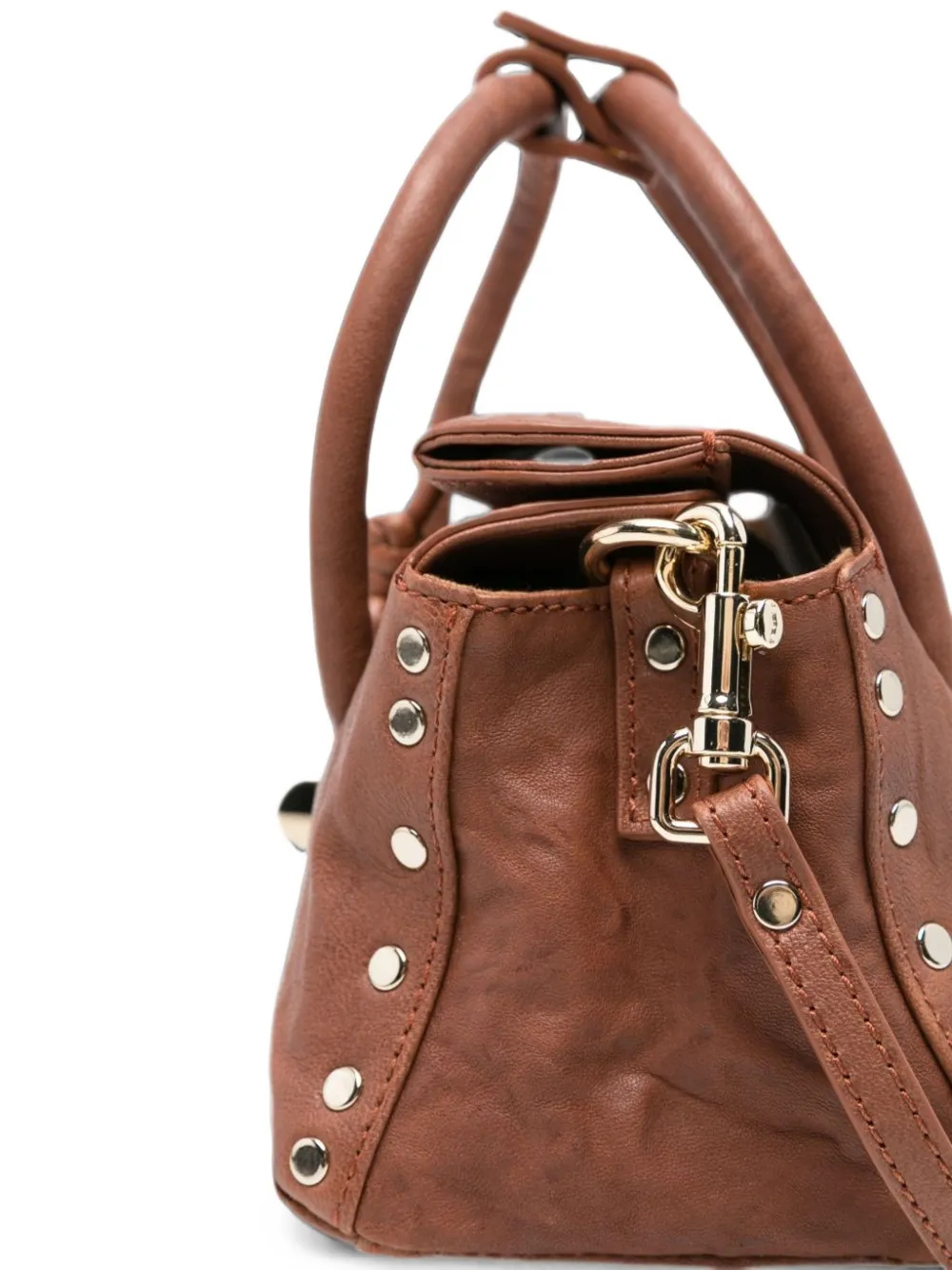 Zanellato Dotta leren shopper met studs Bruin