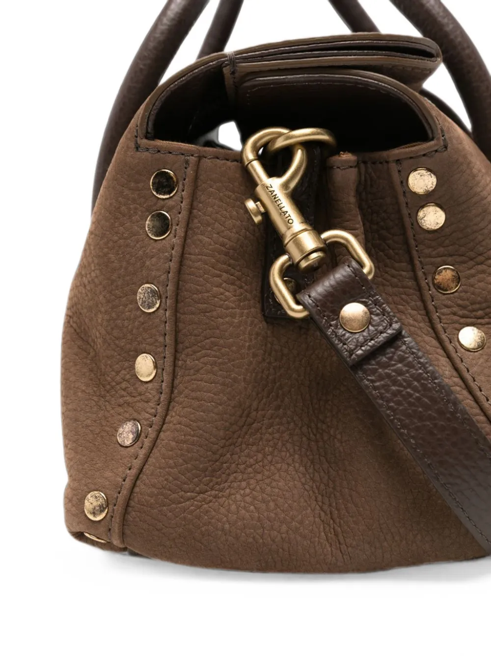 Zanellato Kleine Dotta Jones shopper verfraaid met studs Bruin