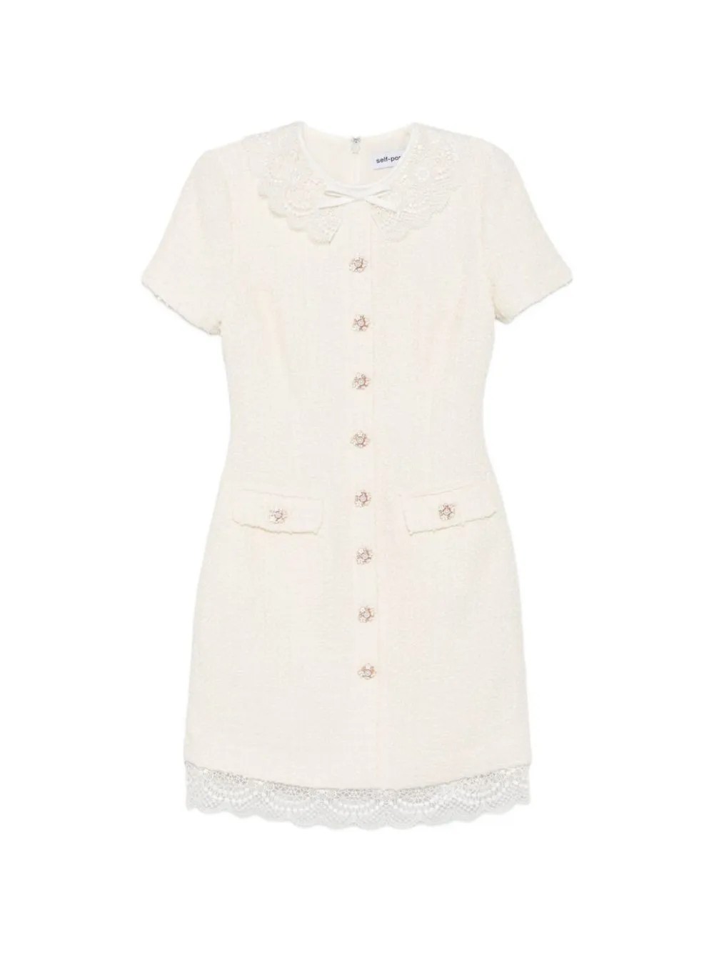Self-Portrait lace-trimmed bouclé mini dress