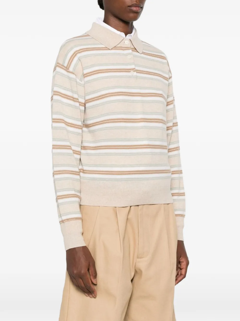 Guest In Residence striped cashmere polo shirt - Toni neutri