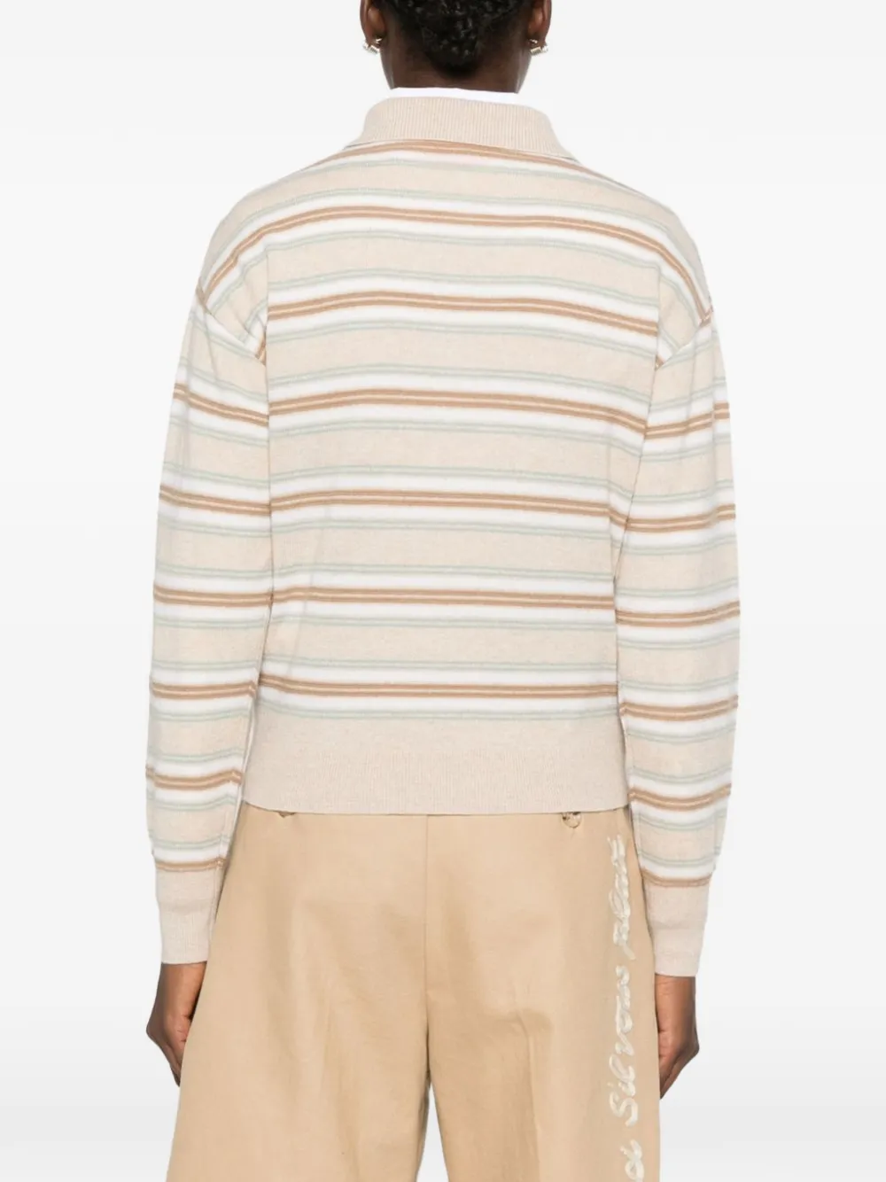 Guest In Residence Gestreept kasjmier poloshirt Beige