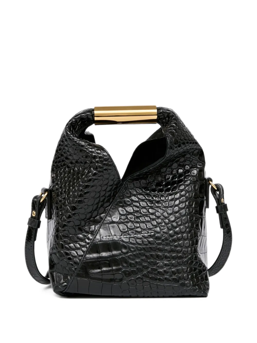 MM6 Maison Margiela Japanese croc-effect leather tote bag Zwart