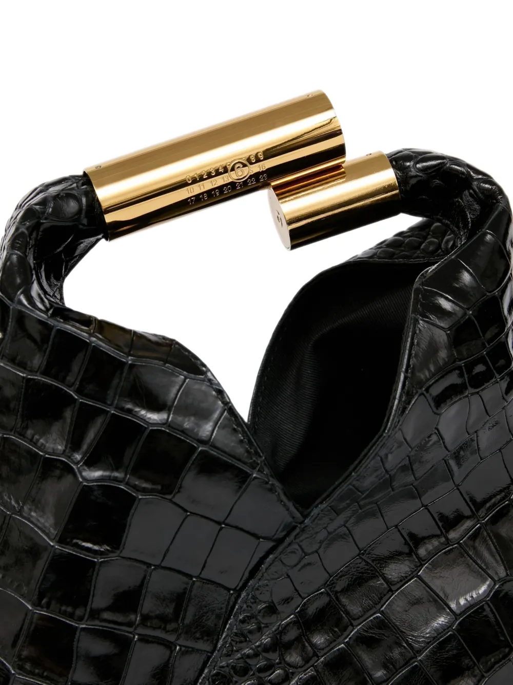 MM6 Maison Margiela Japanese croc-effect leather tote bag Zwart