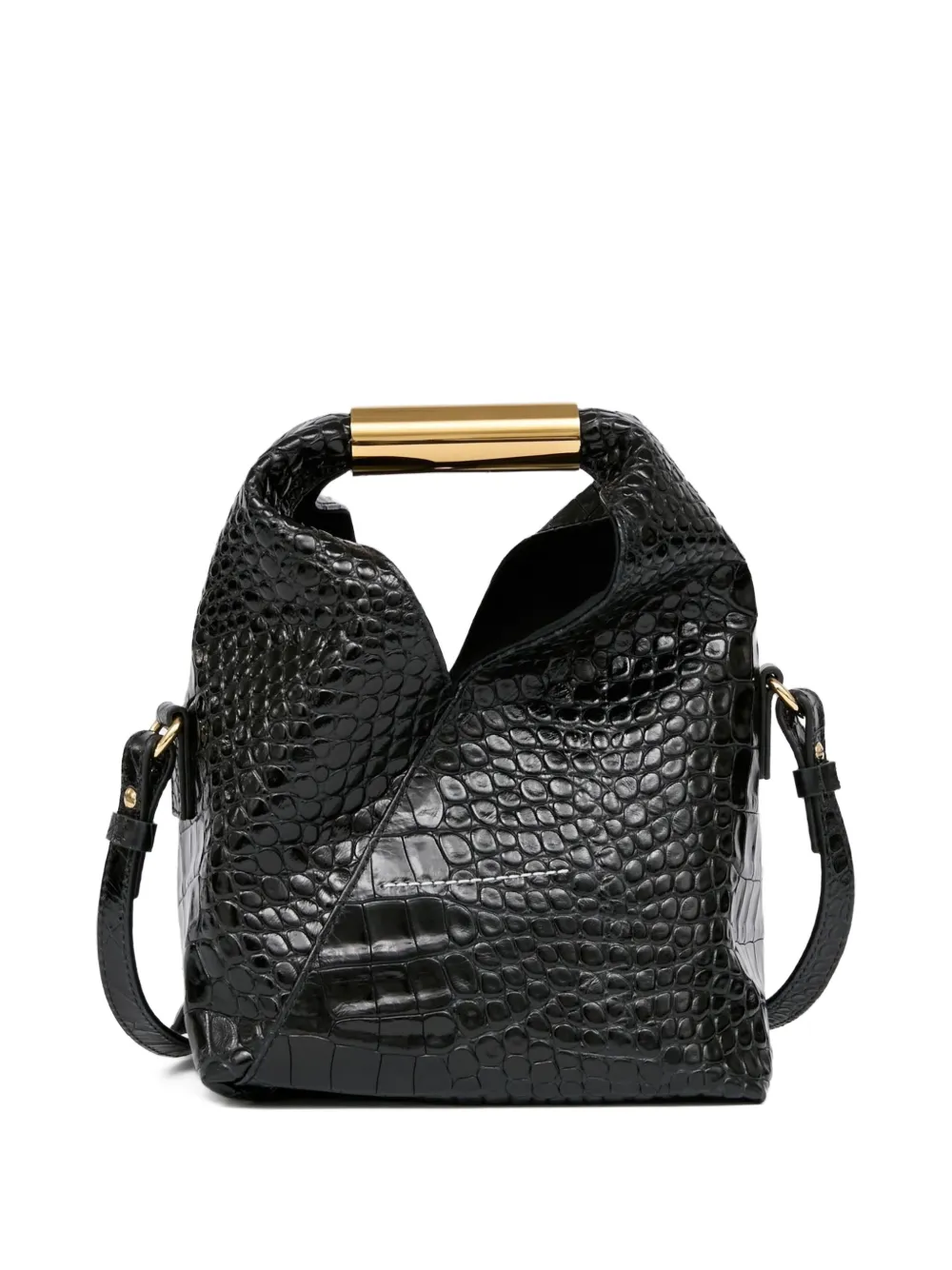 MM6 Maison Margiela Japanese croc-effect leather tote bag Zwart