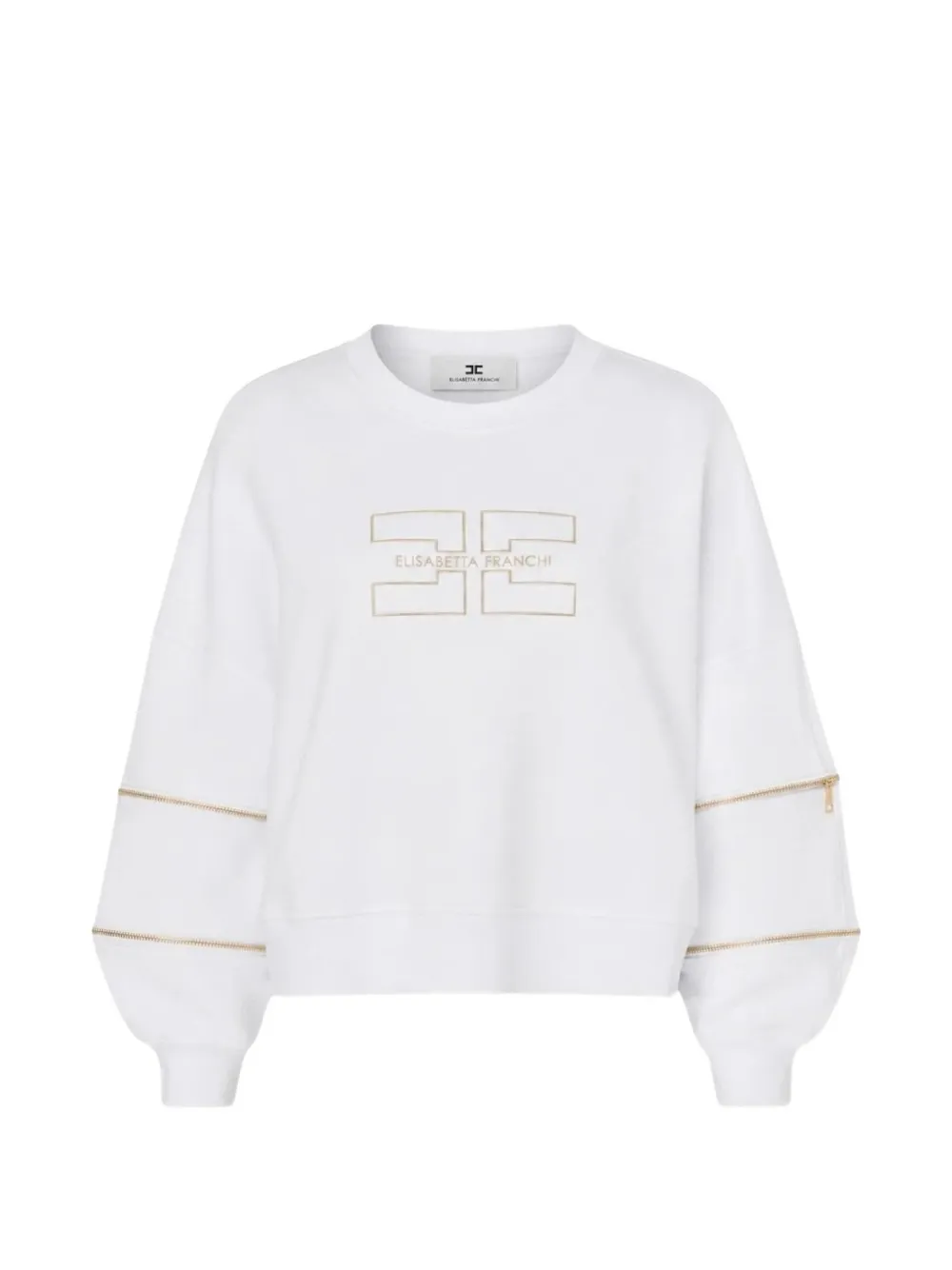 Elisabetta Franchi logo-embroidered zip-detail sweatshirt - Bianco
